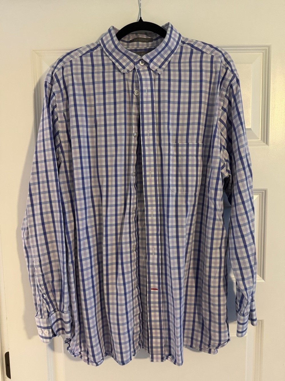 Daniel Cremieux Men's Blue and White Plaid Button-Down Shirt